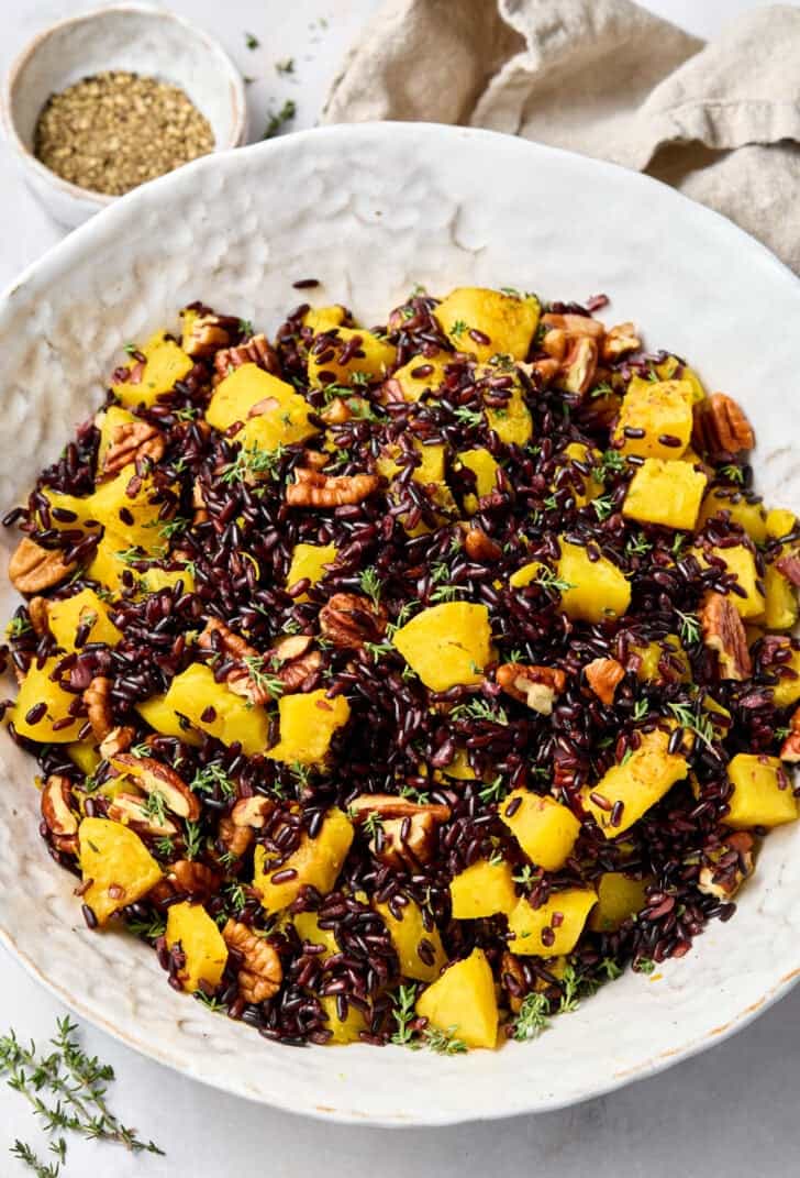 Black Rice Recipe (Forbidden Rice) in large bowl