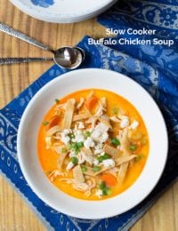 Slow Cooker Buffalo Chicken Soup #soup #buffalochicken #healthy