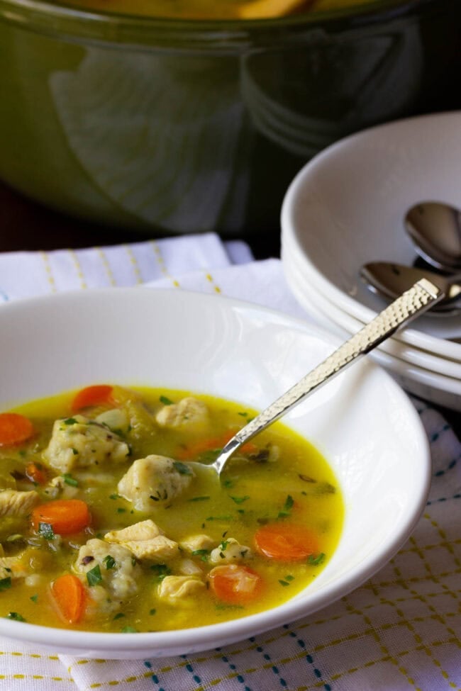 Chicken and Dumpling Soup Recipe in bowl