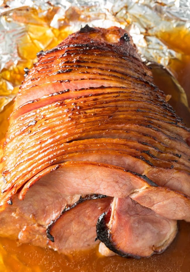 Coca Cola Baked Ham Recipe overhead shot. (Coca Cola and Ham) 
