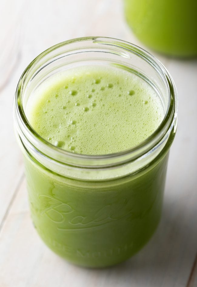 Jugo Verdes Recipe - Top down view of a glass of fresh jugo verde.