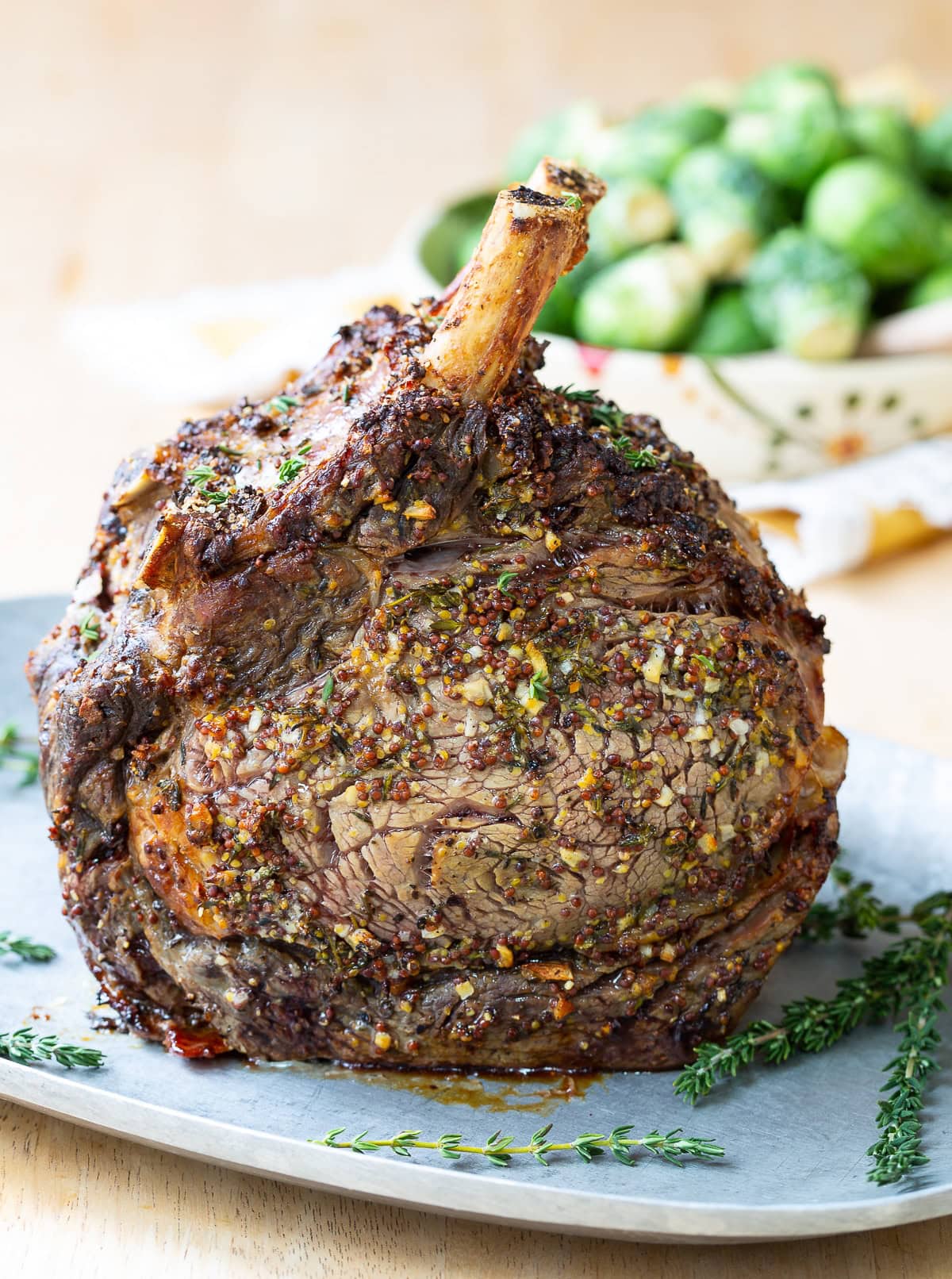 Lovely standing rib roast coated in one of the best seasoning rubs.

